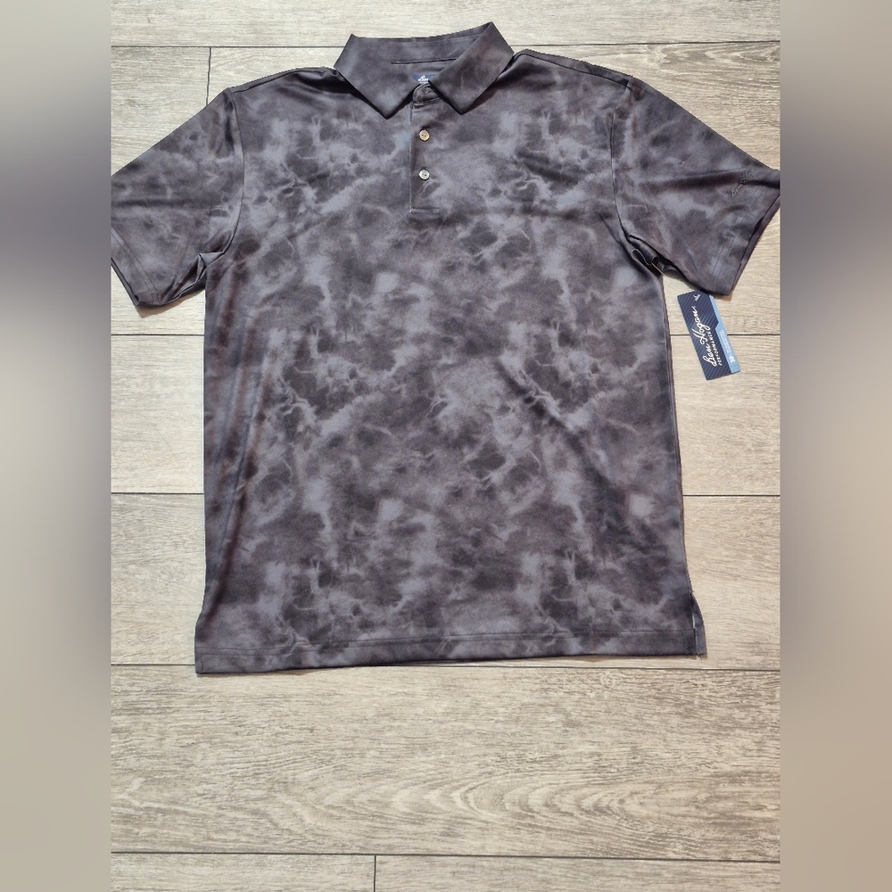 Ben Hogan Men's Black Gray Polo Golf Shirt With UPF15 Sun Protection. Moisture
